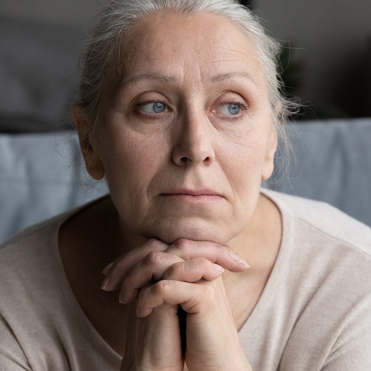 Portrait headshot senior women psychological problems troubles 2103416738