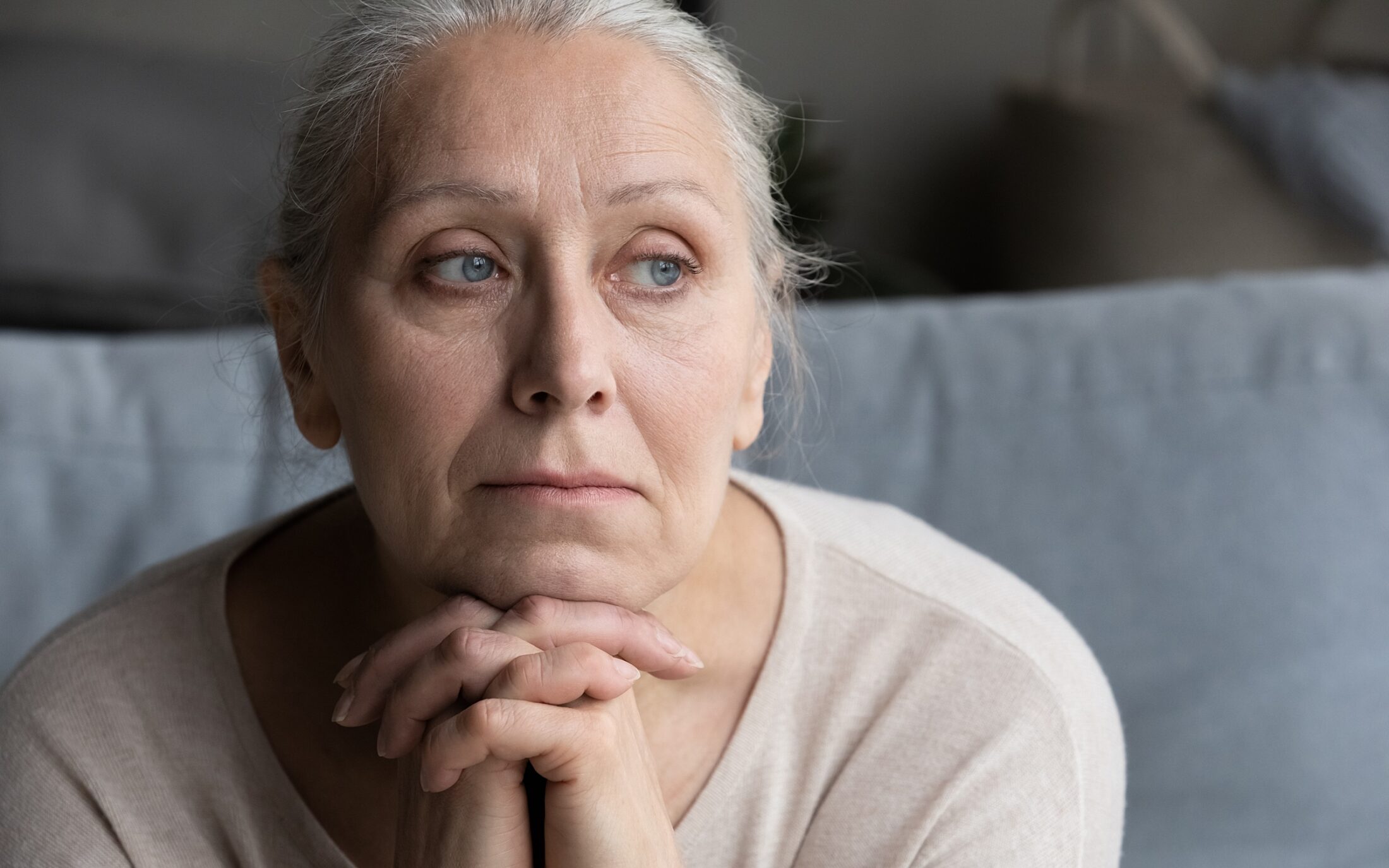 Portrait headshot senior women psychological problems troubles 2103416738