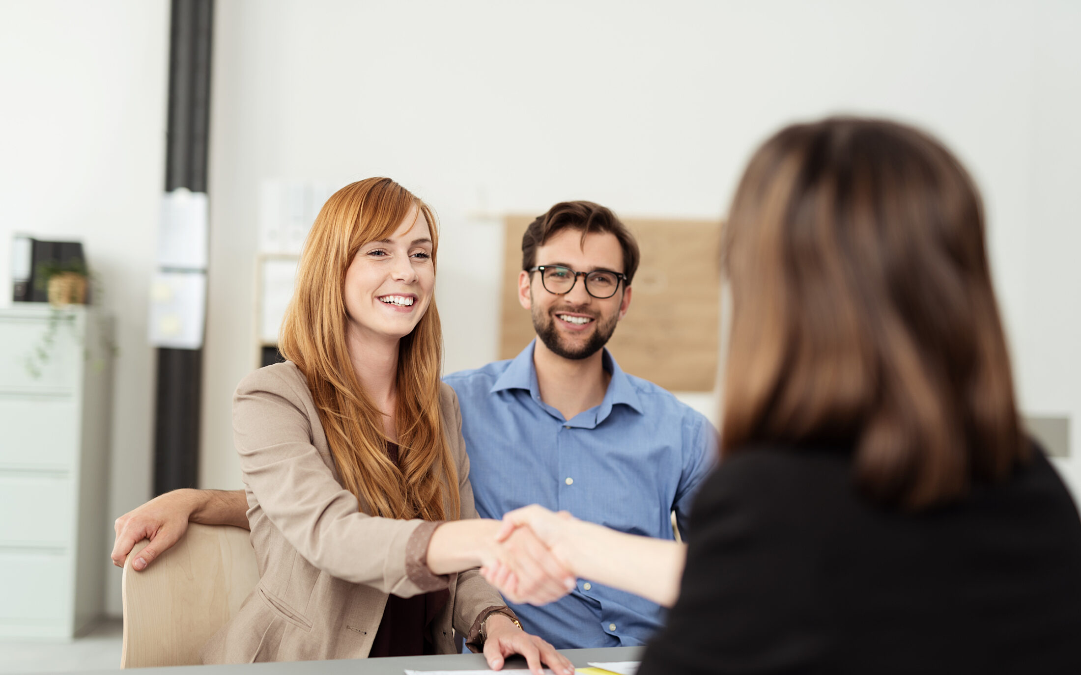 Couple young meeting shake hands 282767552